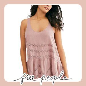 Free People | Pink Violet & Lace Trapeze Slip Dress